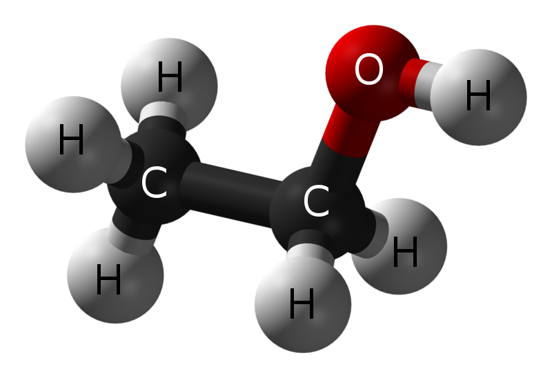 Ethanol ball-and-stick molecule model